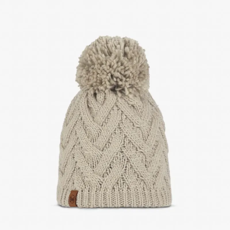 Buff Caryn Knitted Fleece Hat in Cru White