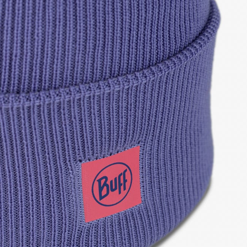Buff Crossknit Beanie in Iris Violet-1