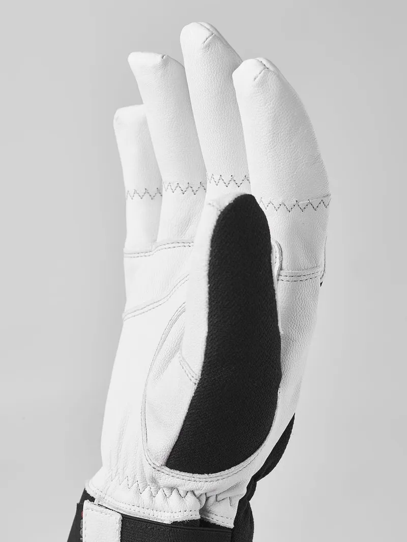 Hestra Couloir Leather Ski Glove in Black/White-2