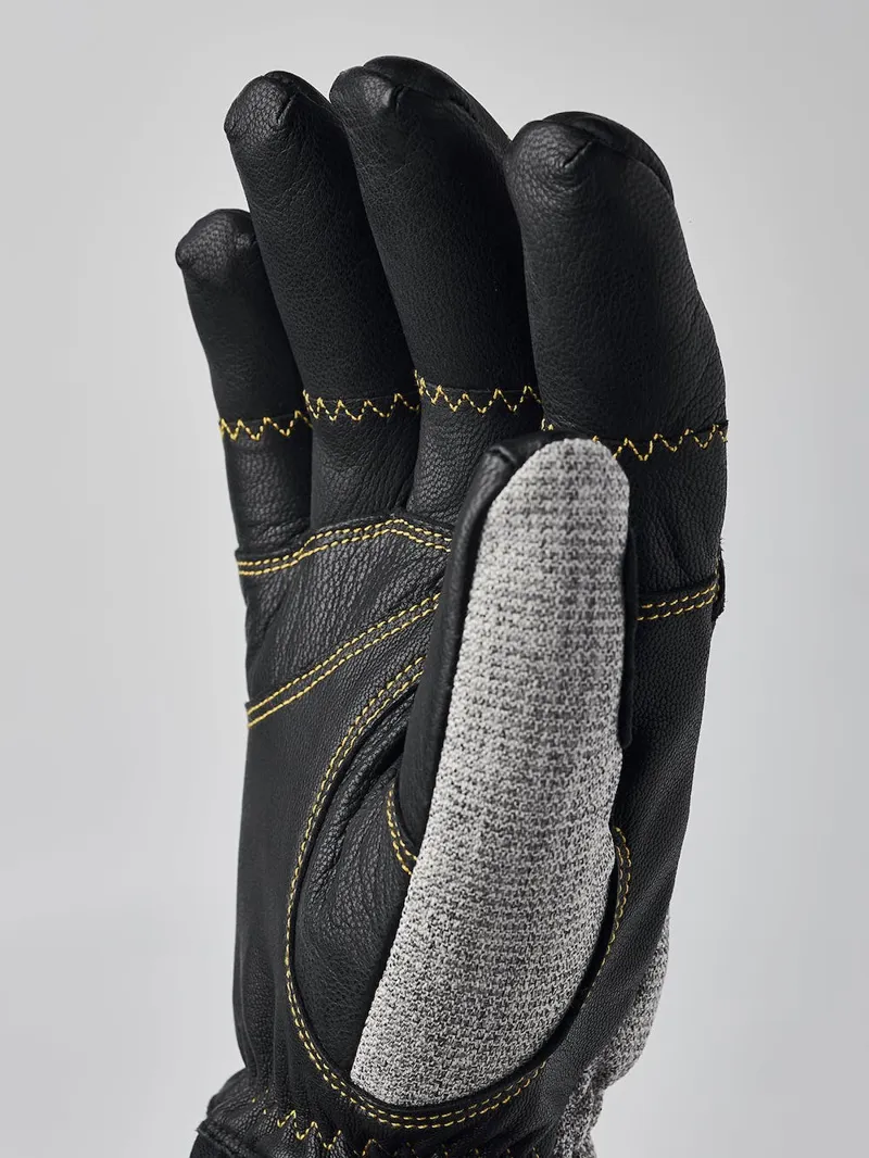 Hestra Couloir Leather Ski Glove in Grey/Black-3