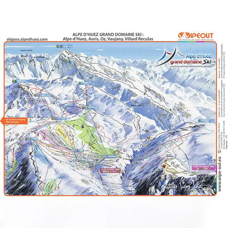 Wipeout Alpe D'Huez Piste Map Microfibre Goggle Cloth and Resort Map-1