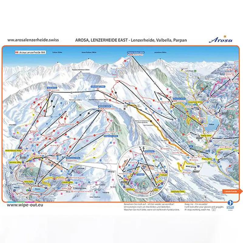 Wipeout Arosa Lenzerheide Piste Map Microfibre Goggle Cloth and Resort Map-1