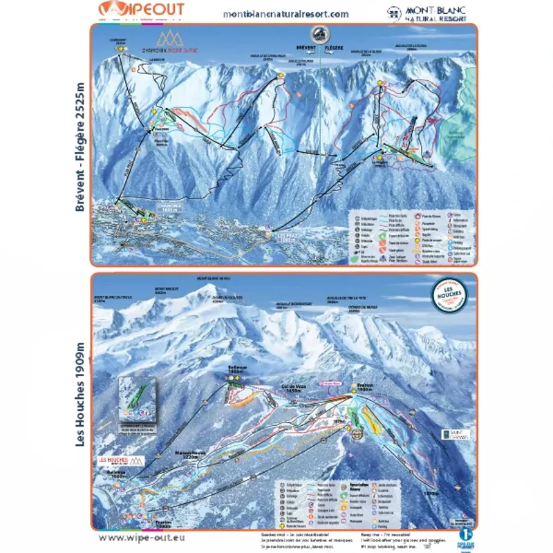 Wipeout Chamonix Piste Map Microfibre Goggle Cloth and Resort Map-1