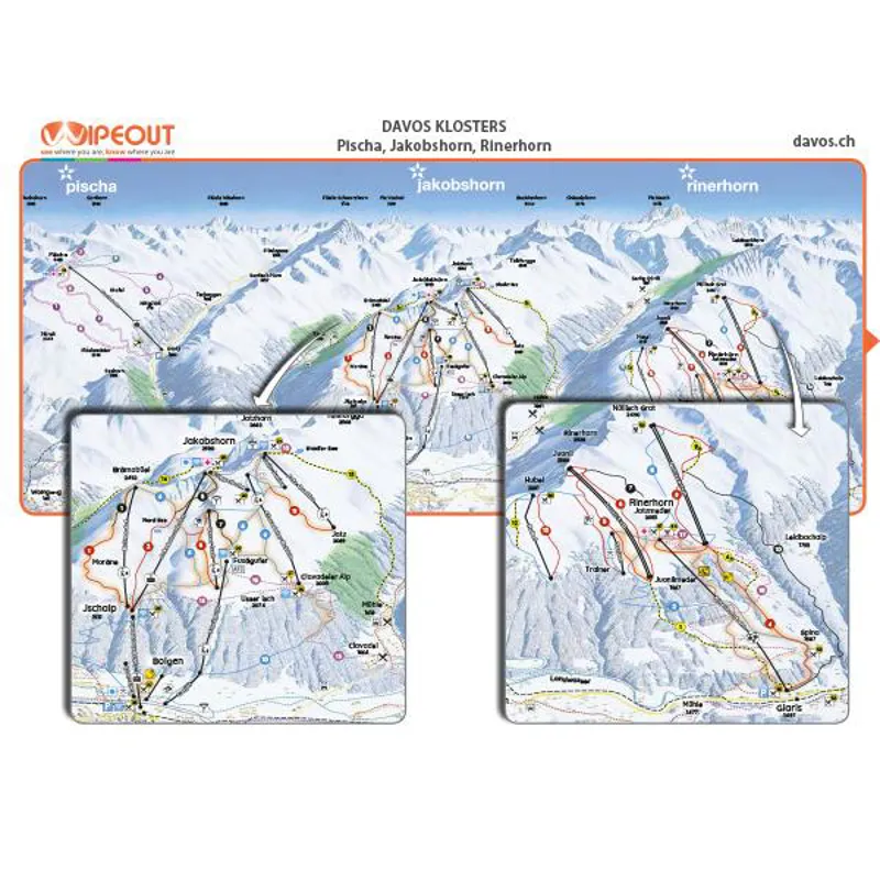 Wipeout Davos Klosters Piste Map Microfibre Goggle Cloth and Resort Map-1