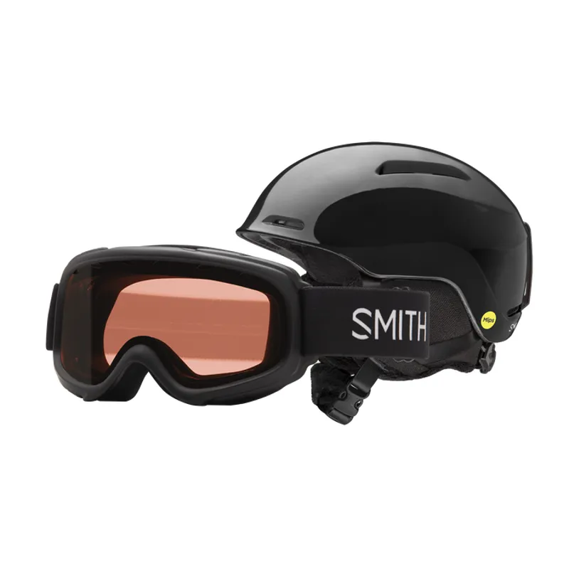 Smith Glide Jr MIPS Ski Helmet MIPS and Gambler Goggles Combo In Black