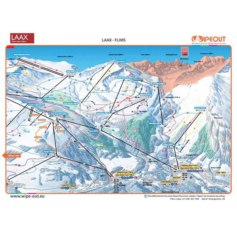 Wipeout Laax Piste Map Microfibre Goggle Cloth and Resort Map-1