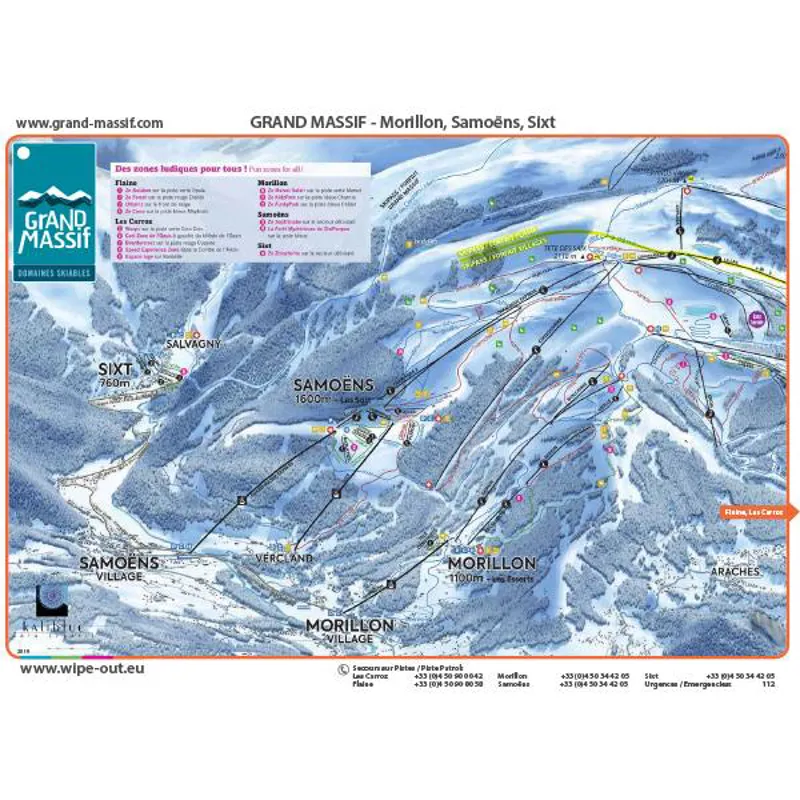 Wipeout Grand Massif Piste Map Microfibre Goggle Cloth and Resort Map-1