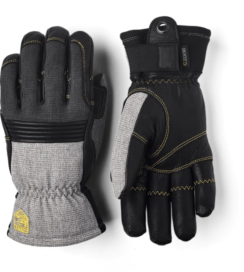 Hestra Couloir Leather Ski Glove in Grey/Black