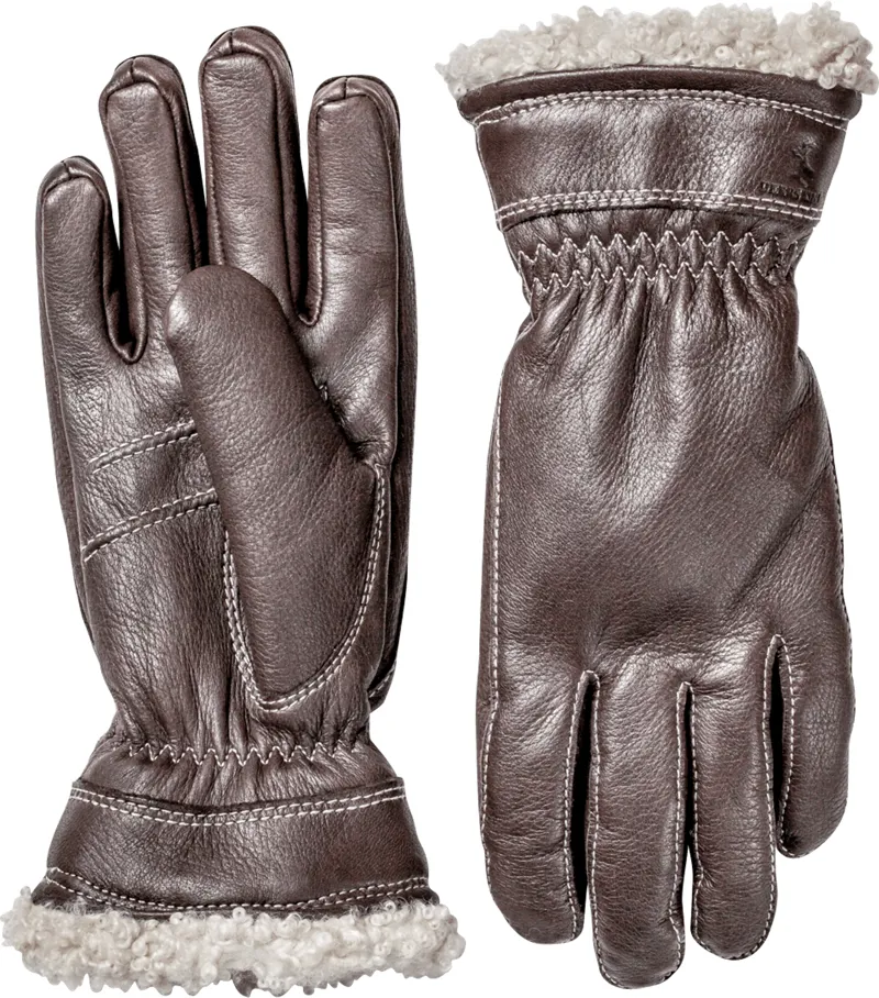 Hestra Gloves Deerskin Primaloft Womens In Dark Brown