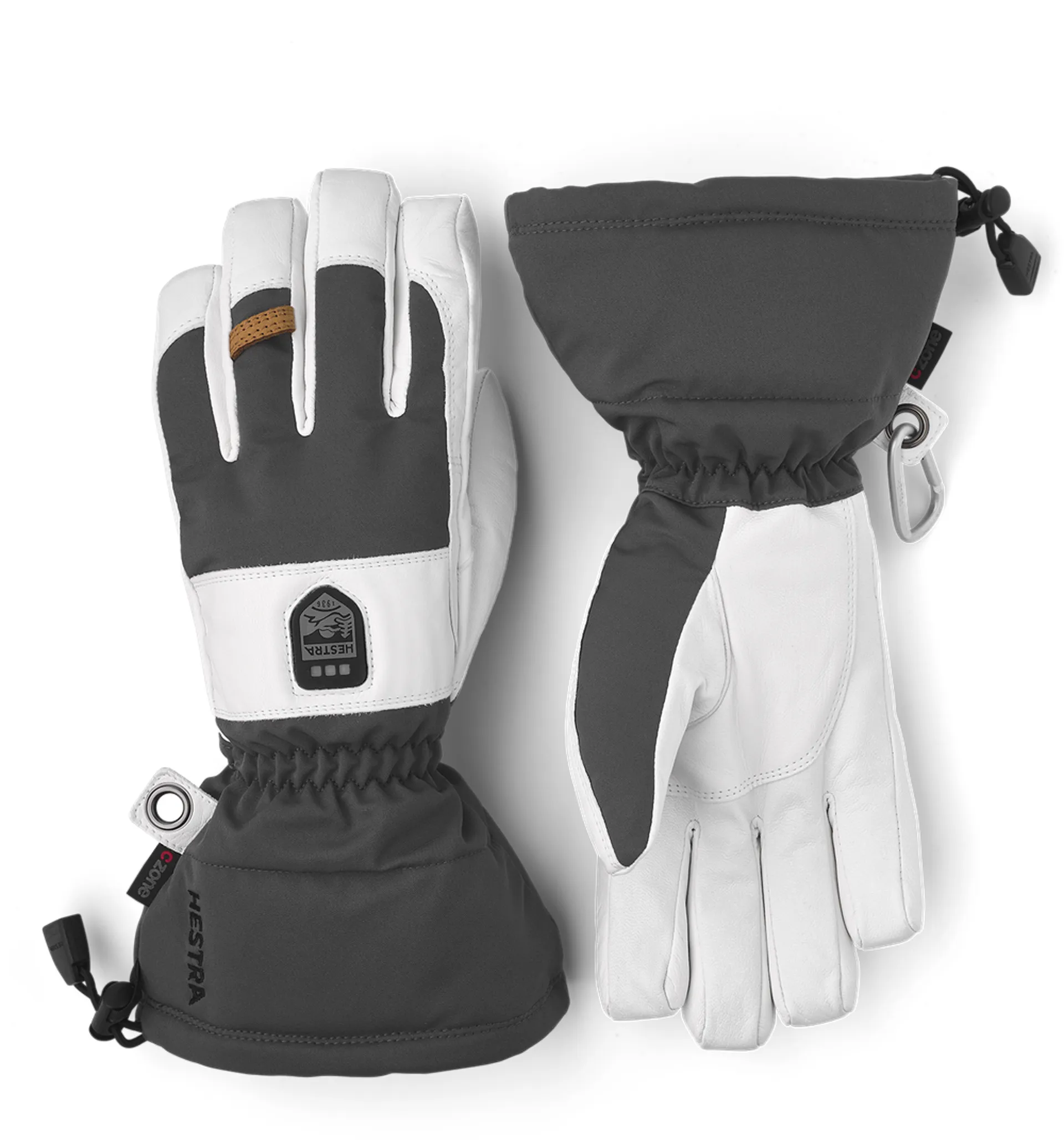 Hestra Gloves Power Heater Gauntlet Heated Gloves White and Grey