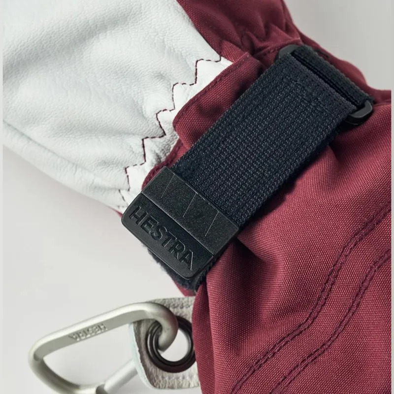 Hestra Gloves Army Leather Heli Ski Unisex 5 Finger Gloves Burgundy-5
