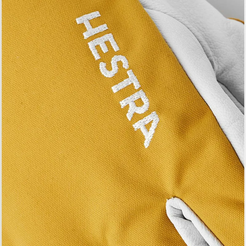 Hestra Gloves Army Leather Heli Ski Unisex 5 Finger Gloves Mustard-3