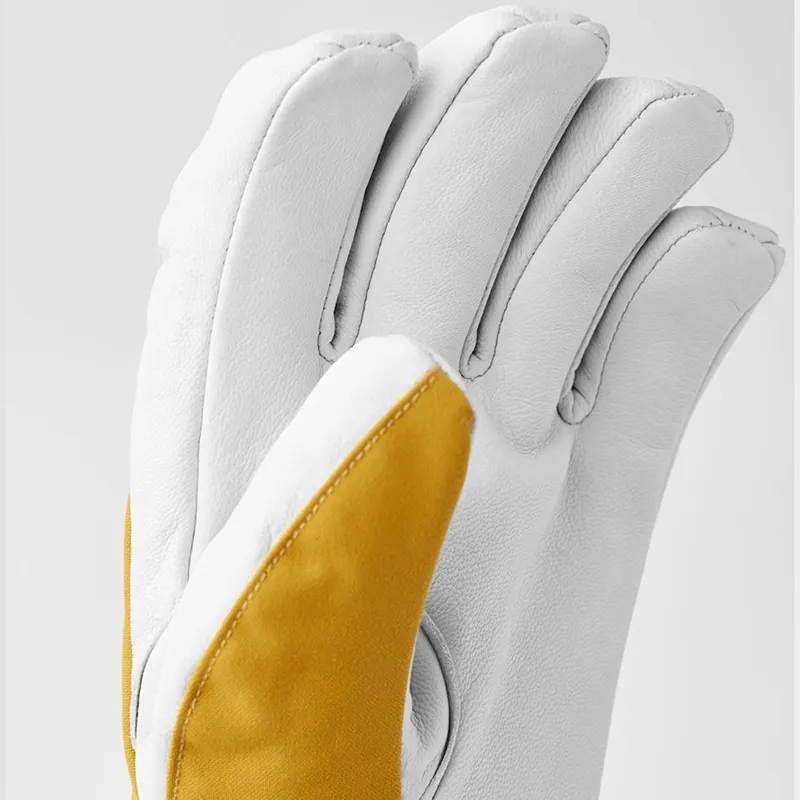 Hestra Gloves Army Leather Heli Ski Unisex 5 Finger Gloves Mustard-2