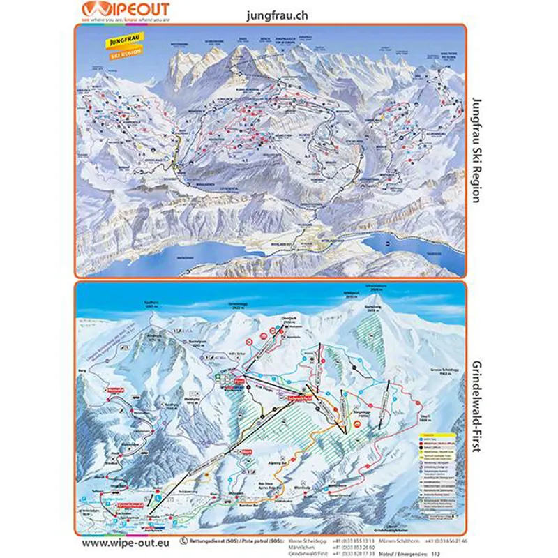 Wipeout Jungfrau Piste Map Microfibre Goggle Cloth and Resort Map-1