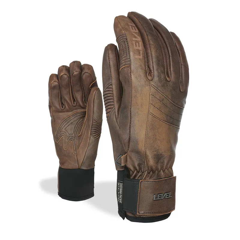 Level Gloves Rexford Mens Ski and Snowboard Glove In Scottish Brown