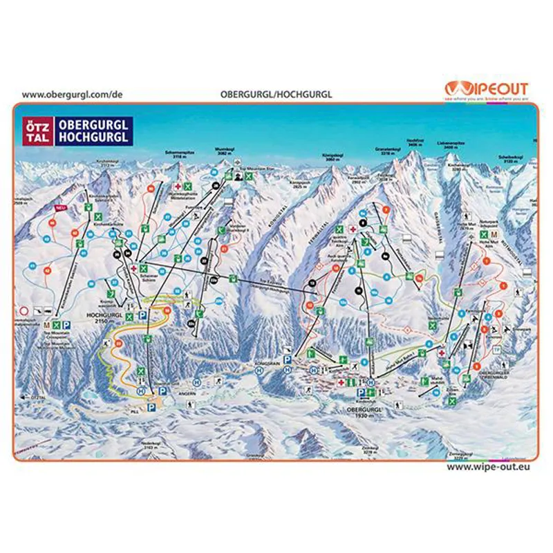 Wipeout Obergurgl/Hochgurgl  Piste Map Microfibre Goggle Cloth and Resort Map