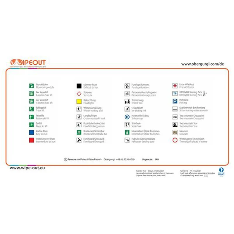 Wipeout Obergurgl/Hochgurgl  Piste Map Microfibre Goggle Cloth and Resort Map-1