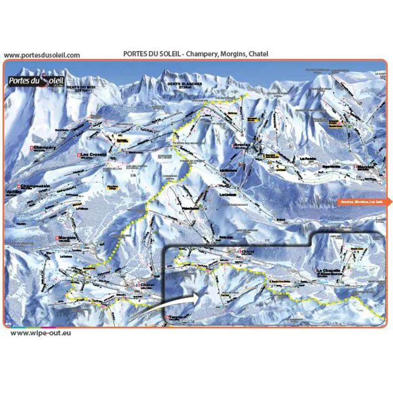 Wipeout Portes du Soleil Piste Map Microfibre Goggle Cloth and Resort Map