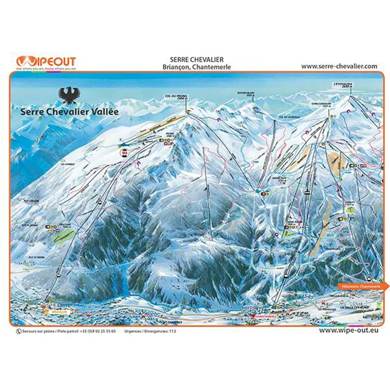 Wipeout Serre Chevalier Piste Map Microfibre Goggle Cloth and Resort Map-1