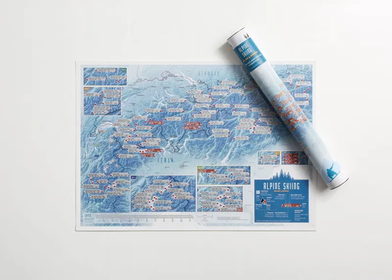 Ski Resorts of Europe Map with Scratch Off Panels-3