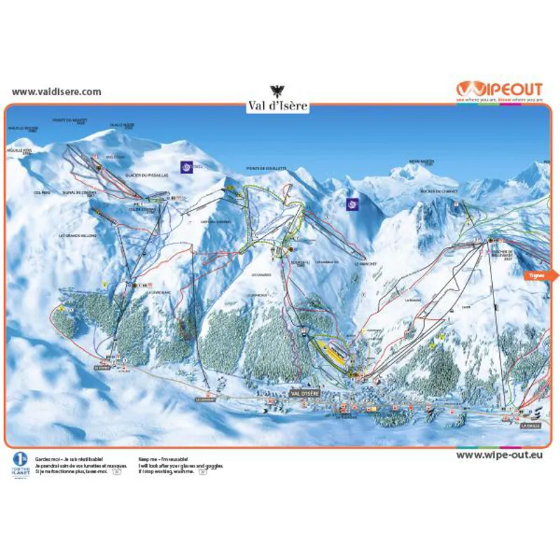 Wipeout Tignes Val and DIsere Piste Map Microfibre Goggle Cloth and Resort Map-1