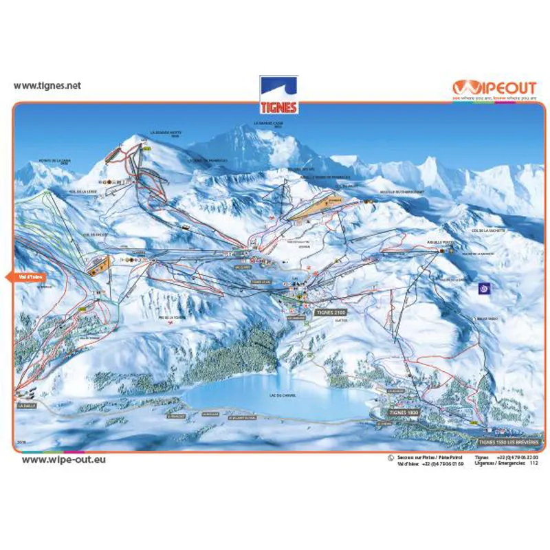 Wipeout Tignes Val and DIsere Piste Map Microfibre Goggle Cloth and Resort Map