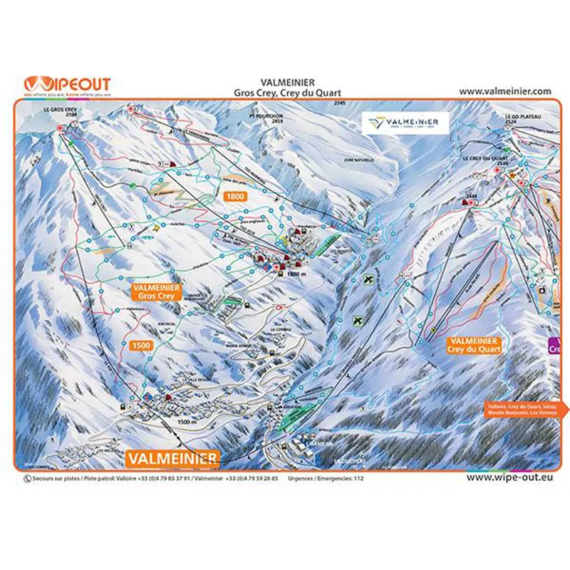 Wipeout Valloire / Valmeinier Piste Map Microfibre Goggle Cloth and Resort Map-1