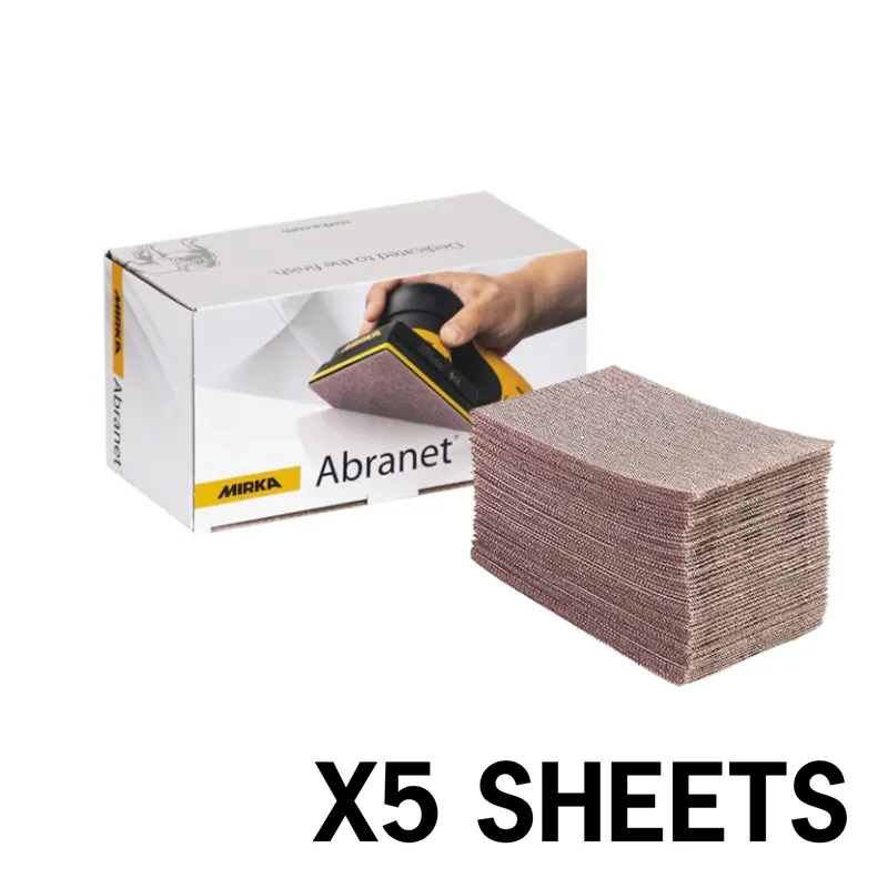 Mirka Abranet 180 Grit Hook and Loop Base Sanding Sheets - Pack of 5