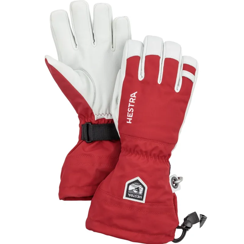 Hestra Gloves Army Leather Heli Ski Unisex 5 Finger Red