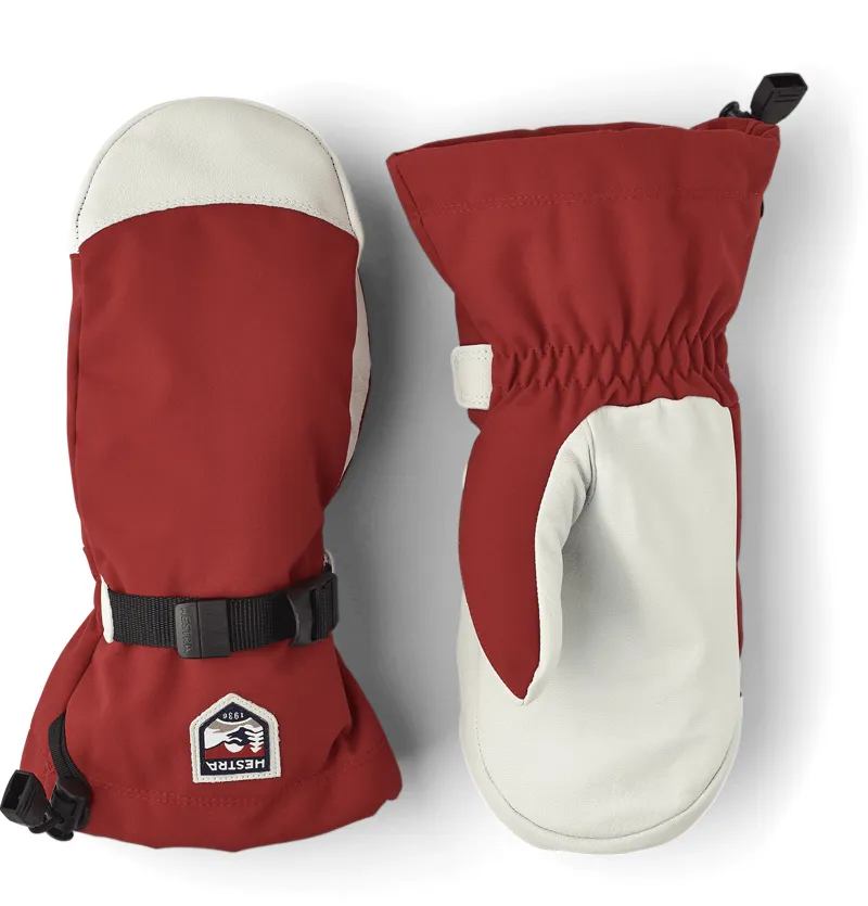 Warmest Mittens Hestra Terry Wool Liner Mittens Leather Red