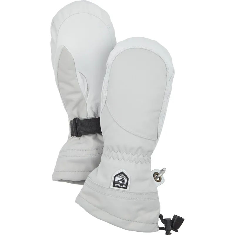 Hestra Heli Ski Female Ski and Snowboard Mitt In Pale Grey / White
