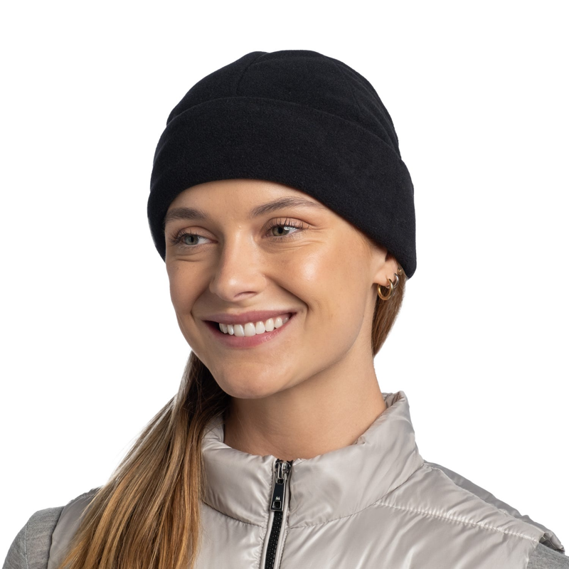 Buff Polar Beanie In Solid Black-2