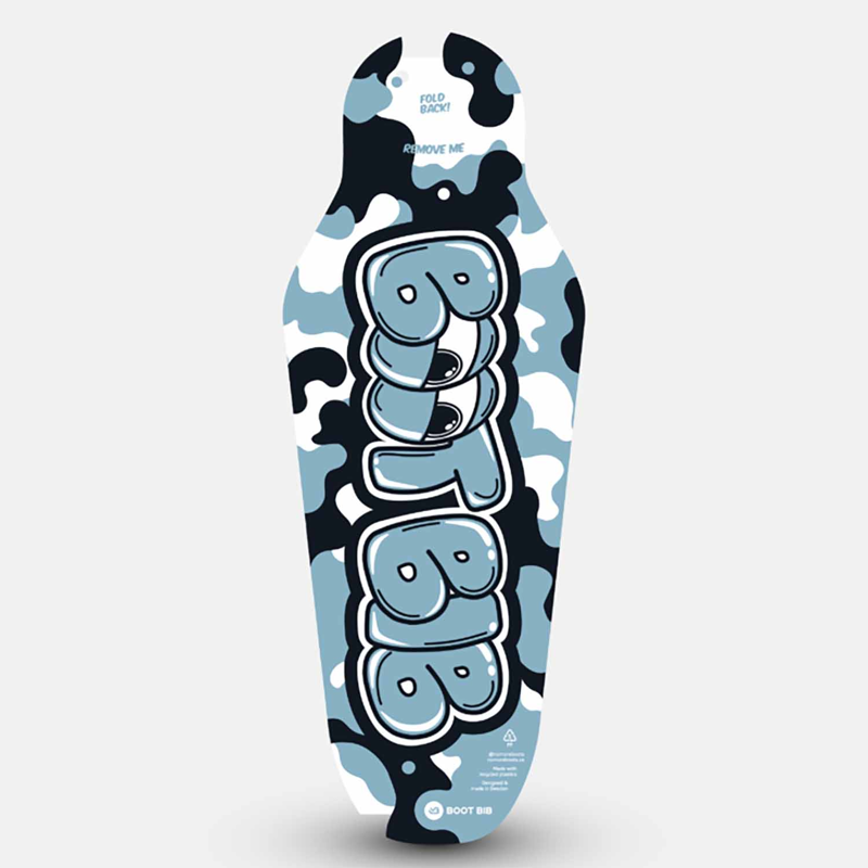 Boot Bib Junior Easy Ski Boot Entry Device in Camo Blue