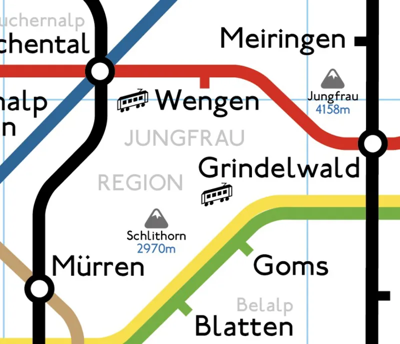 Frozen Underground Switzerland Swiss Ski Resorts Map A3 Poster-2