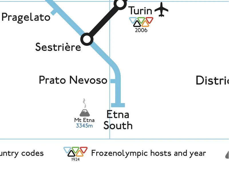 Frozen Underground Central Ski Resorts Piste Map Worldwide A3 Poster-1