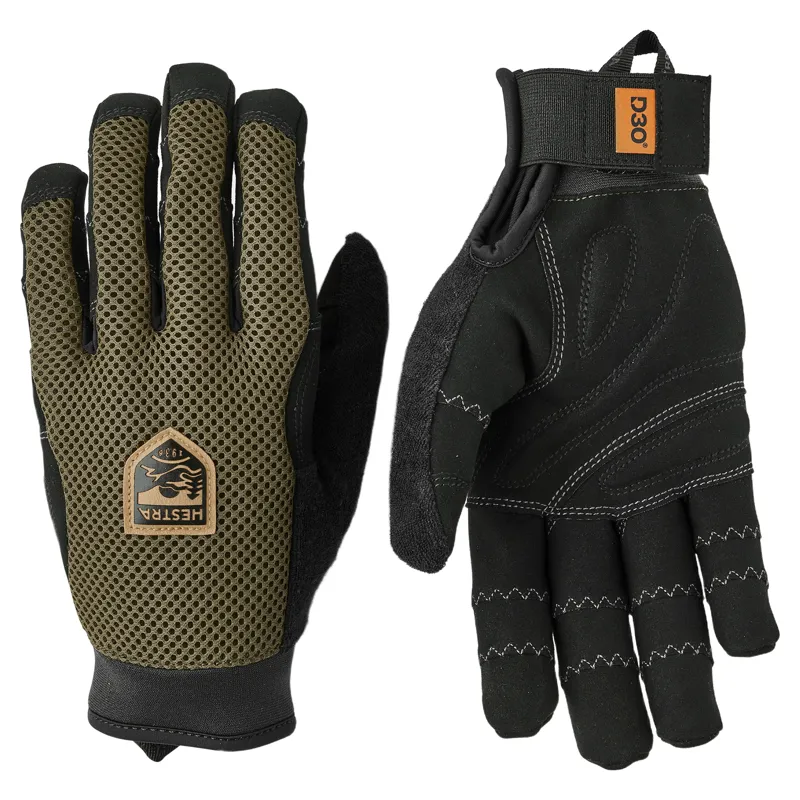 Hestra Ergo Grip Enduro D3O 5 Finger Glove in Olive/Black