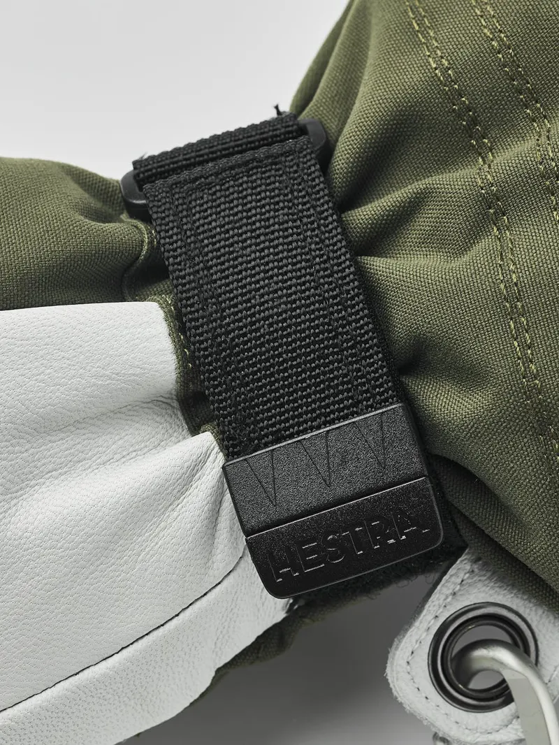 Hestra Heli Ski Female Ski and Snowboard Mitt In Olive and Off-White-3