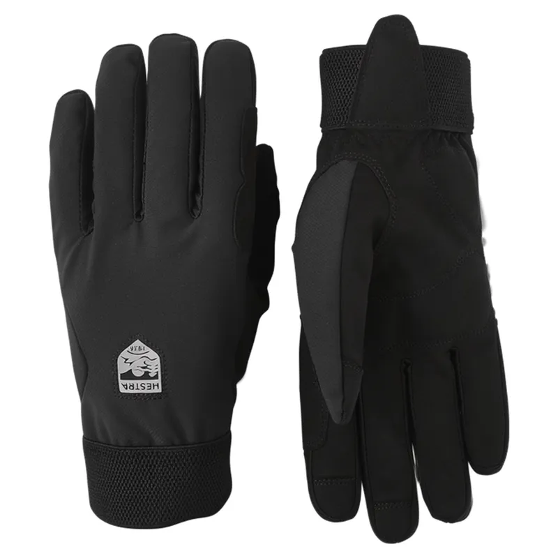 Hestra Windbreaker Tracker Full Finger Gloves in Black/Black