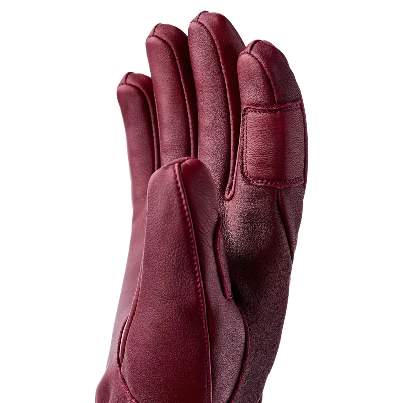 Hestra Women's Fall Line Leather Ski Gloves in Burgundy-2