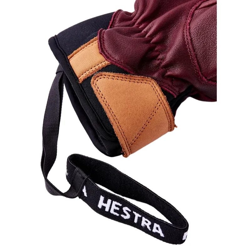 Hestra Women's Fall Line Leather Ski Gloves in Burgundy-4