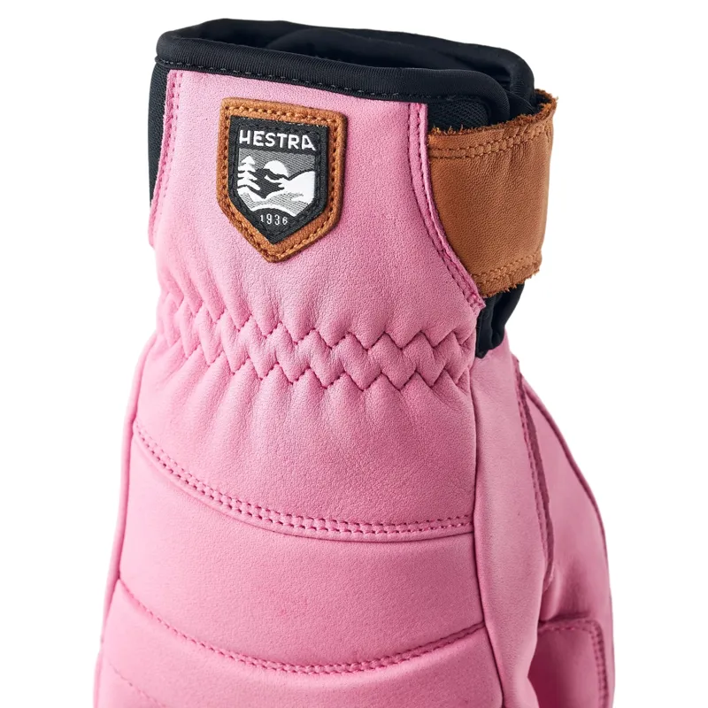 Hestra Women's Fall Line Leather Ski Gloves in Pink-3