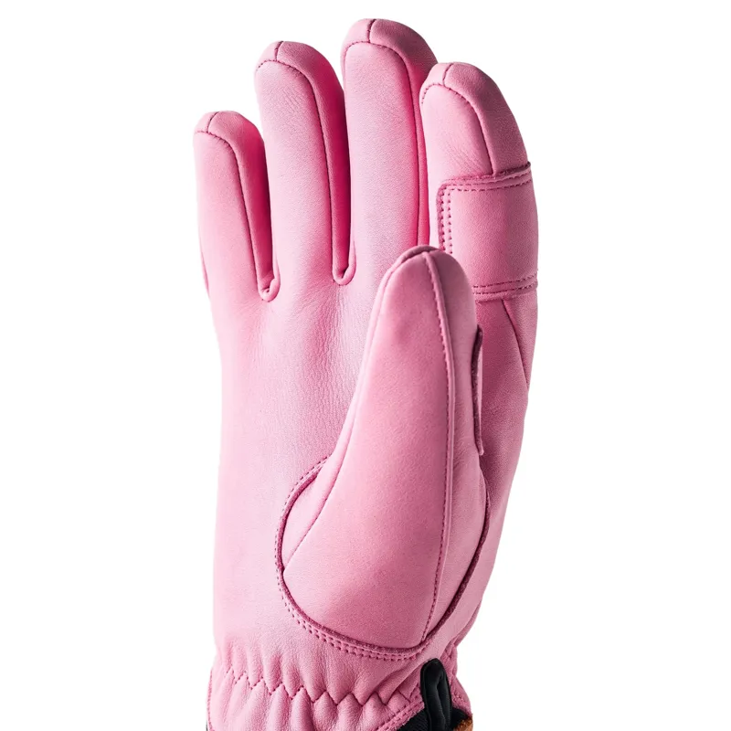 Hestra Women's Fall Line Leather Ski Gloves in Pink-2