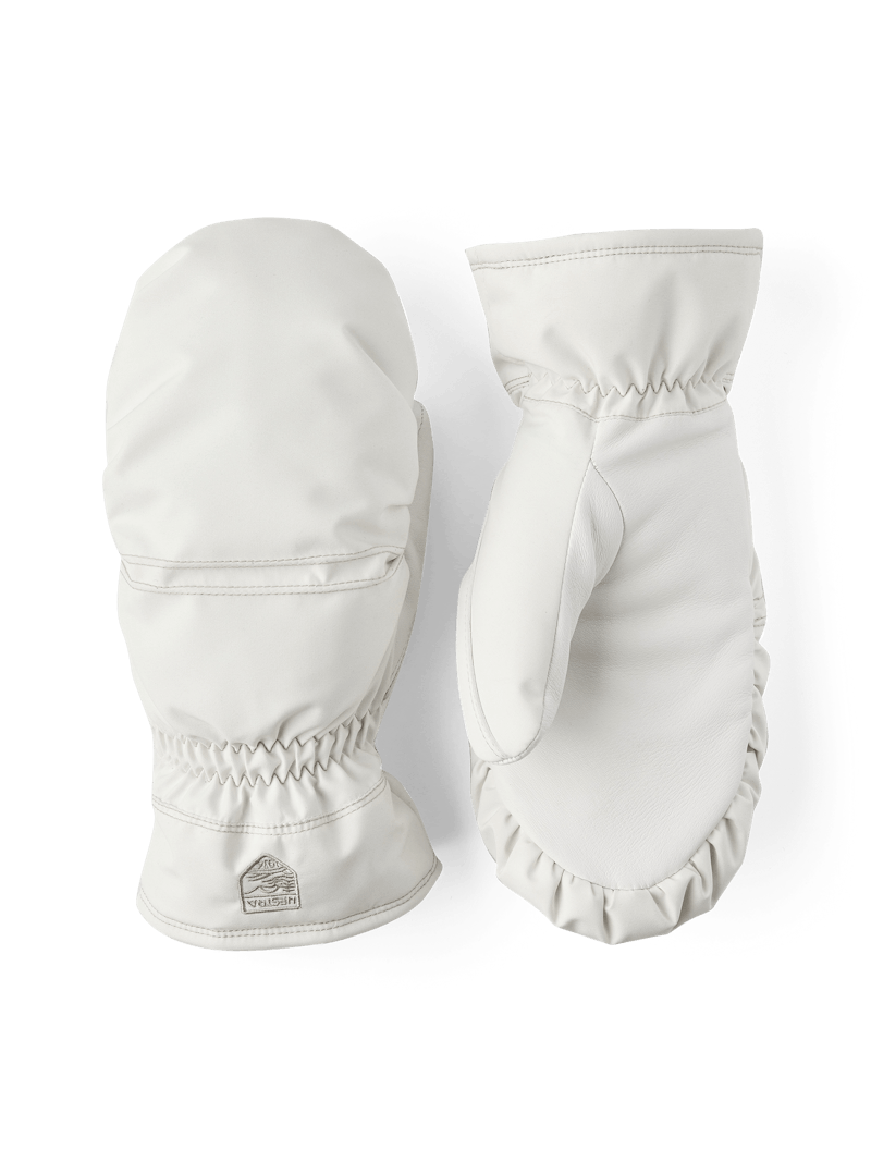 Hestra Primaloft Leather Female Ski Mittens in White