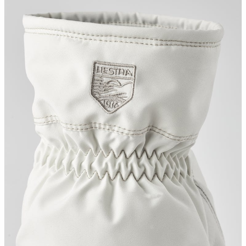 Hestra Primaloft Leather Female Ski Mittens in White-2