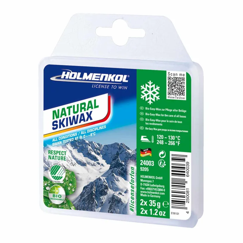 Clearance Holmenkol Natural Skiwax Ski and Snowboard Iron On Wax 2x35g in White