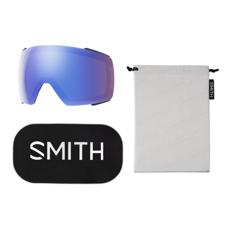Smith AS I/O MAG Ski Goggles in Navy + Chromapop Platinum + Spare Lens-6