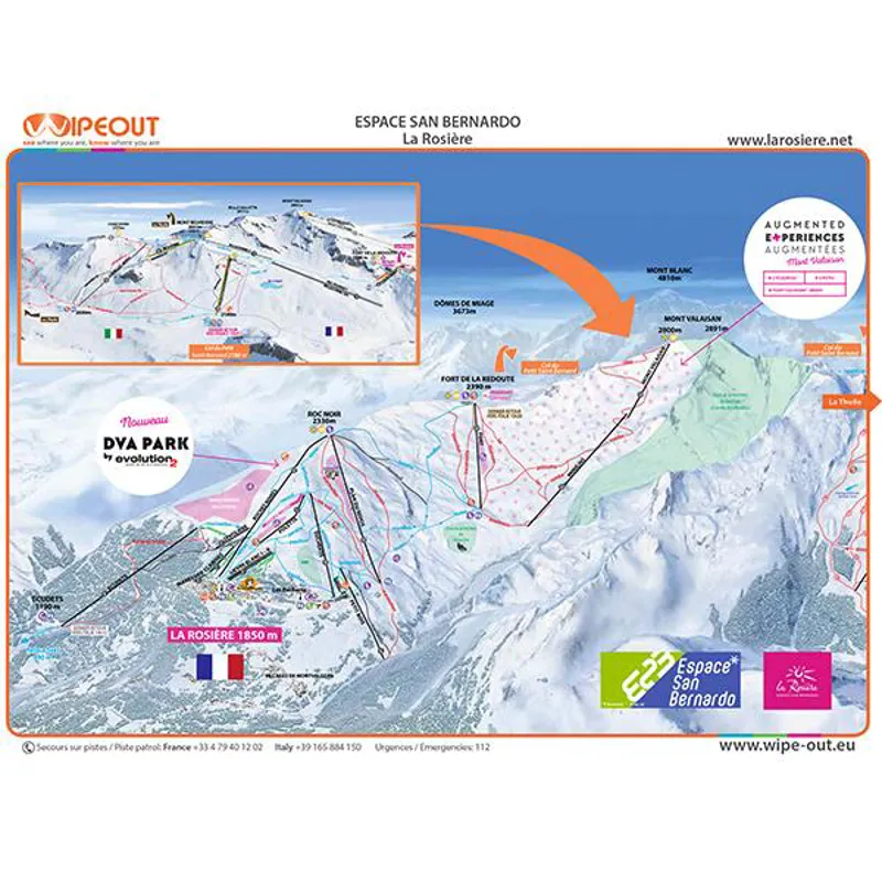 Wipeout La Thuile and La Rosiere Piste Map Microfibre Goggle Cloth-1