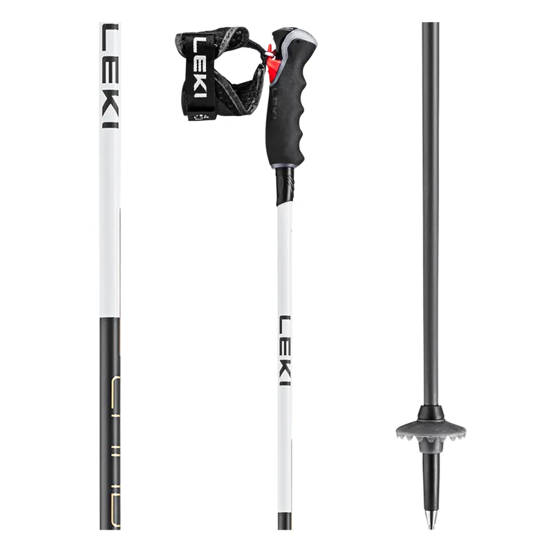 Leki Carbon 14 3D Ski Womens Ski Poles + 3D Wrist Strap System - Pair