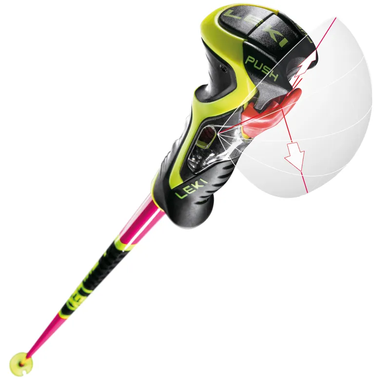 Leki Venom SL3D Ski Poles in Neon Pink/ Carbon-3
