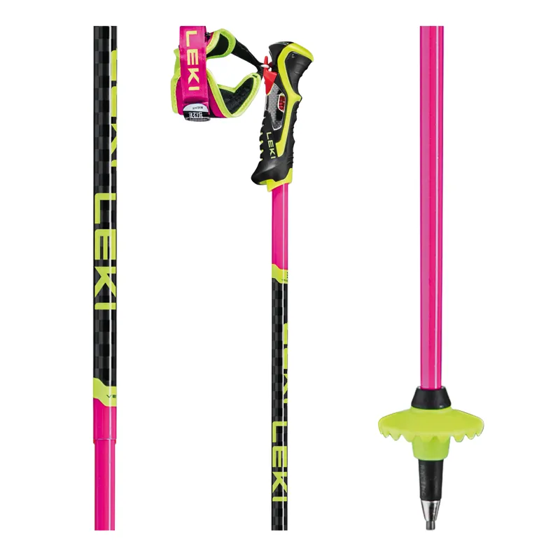 Leki Venom SL3D Ski Poles in Neon Pink/ Carbon